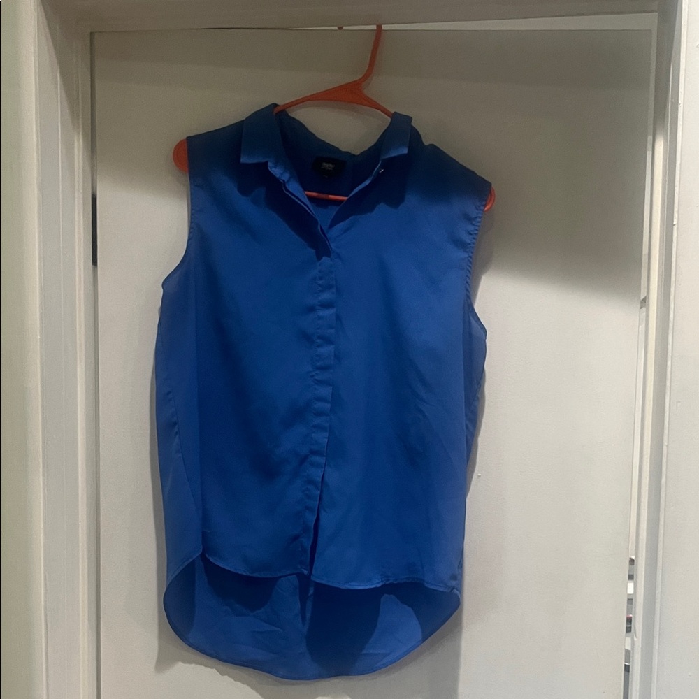 Mossimo Supply Co. Royal Blue Sleeveless Button-Front Blouse